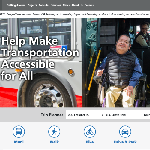 SFMTA Homepage on Desktop