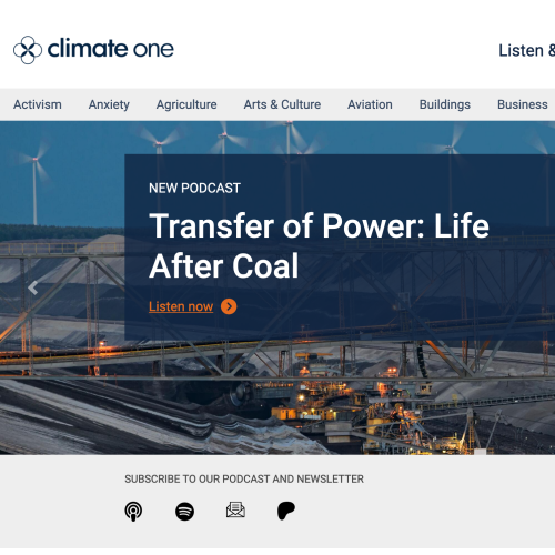 ClimateOne homepage on desktop