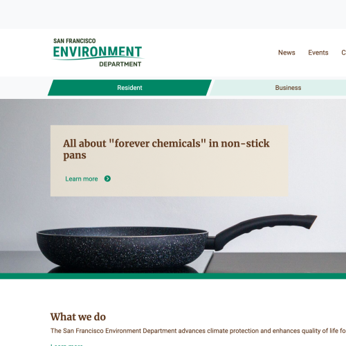 Screenshot of sfenvironment.org homepage on desktop